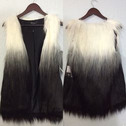 NWT Size M Super Stylish Kensie Ombré Faux Fur Vest