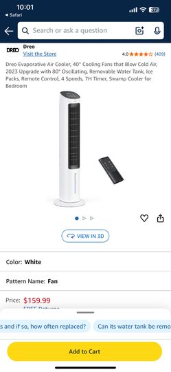 DREO EVAPORATIVE AIR COOLER