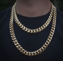 14MM Cuban Chain Gold Plated 14k Doesn't Loses Color