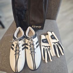 UNISEX Fitway Brand Youth Golf Shoes with Accessories (Very Good Condition)