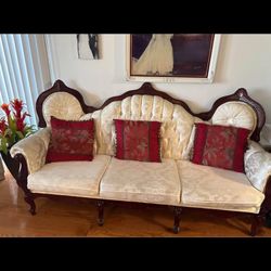 Antique Couches With Table And Two Little Tables 
