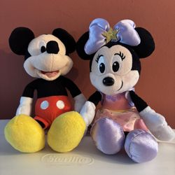 Mickey and Minnie Mouse small plushies 