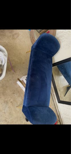 blue sofa chair ottoman