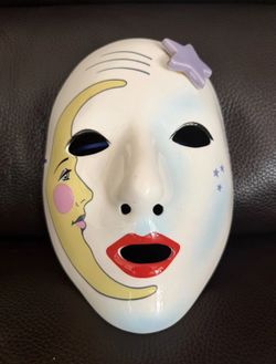 Vtg 80's Vandor Pelzman Design Ceramic Mask Moon and Stars 1985 Japan Rare