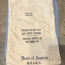 Vintage B of A Bank Canvas Cash Bag