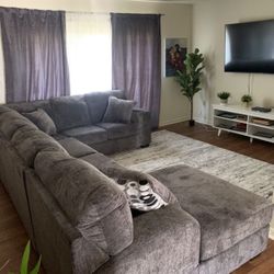 RAF/LAF Dark Gray Extra Cozy Large Size Modern Couch Sectional Chaise🆕 Living Room Set💯 New Brand 🔥 Fast Delivery 🚚 