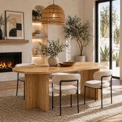 modern dining table — brand new, ✨ Sleek oval design (super aesthetic) Chairs Not included 