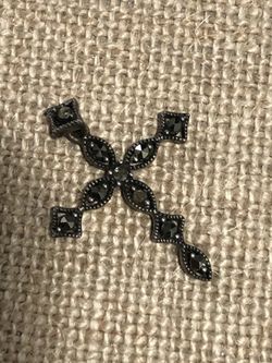 Sterling silver marcasite art Deco style cross pendant