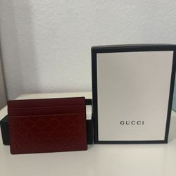 Gucci Red Leather Card Holder – New – With Box