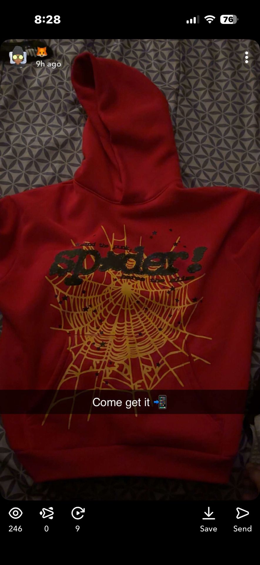 Red and yellow sp5der hoodie