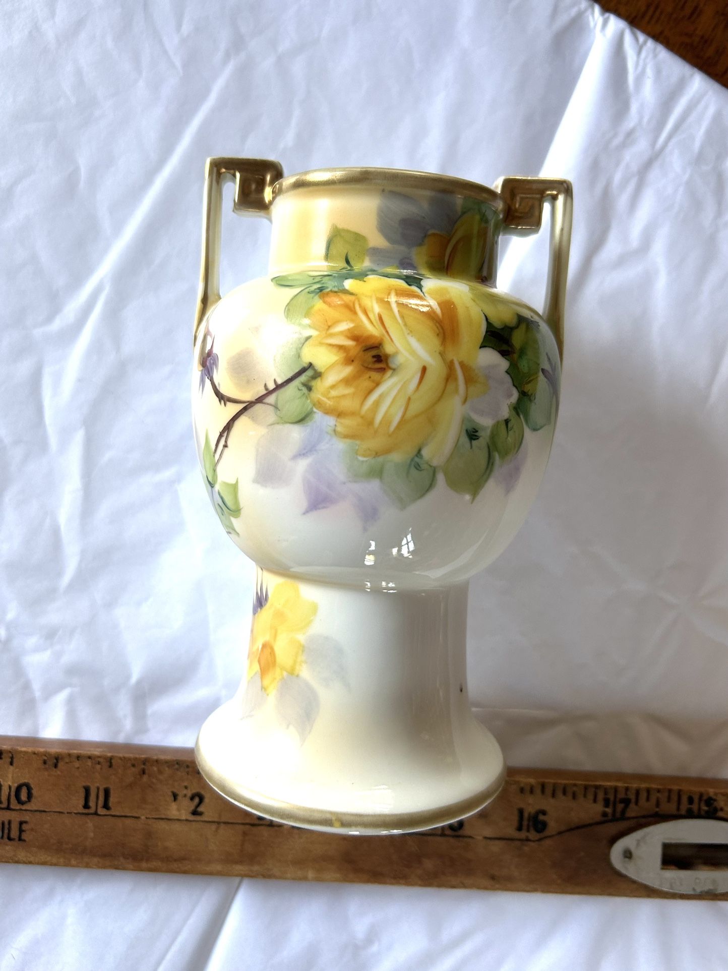 Antique Nippon, China Floral Yellow Vase