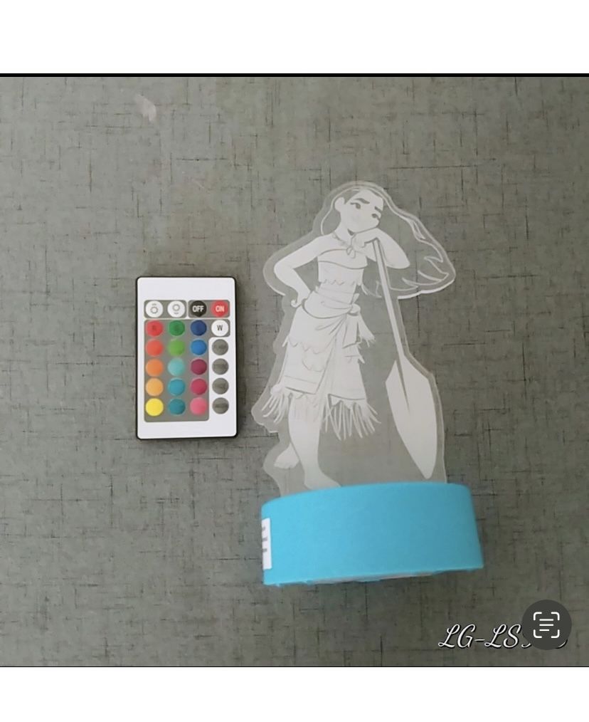 Moana multicolored LED night light 12 rainbow colors with remote control. (Q)