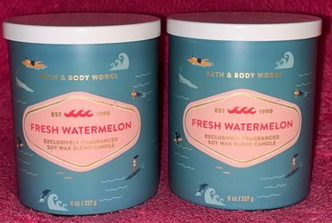 Bath & Body Works Fresh Watermelon Single Wick Candle Set of 2 NEW!