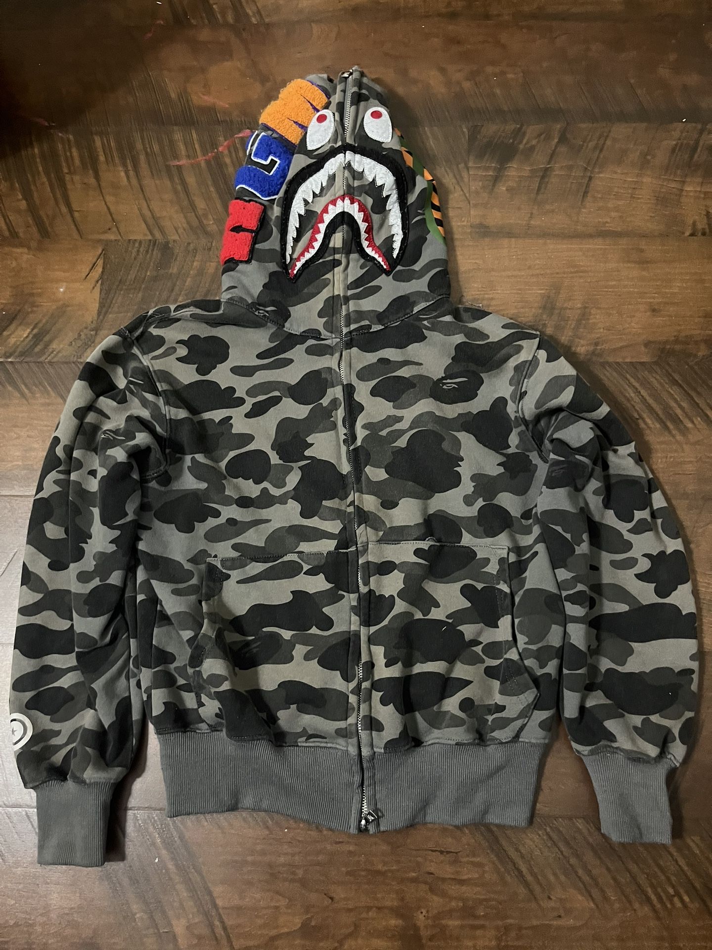 Gray Bape Shark Hoodie