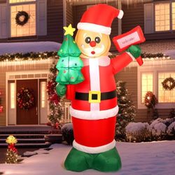 6 Ft Christmas Inflatable Santa Claus Outdoor Decorations with LED Lights, Blow-Up Santa