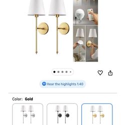 Pridola Set of 2 Wireless Wall Lamps Gold