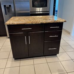FREE Kitchen Island – Solid Granite Top – Storage & Pullout Basket – 44”x28”
