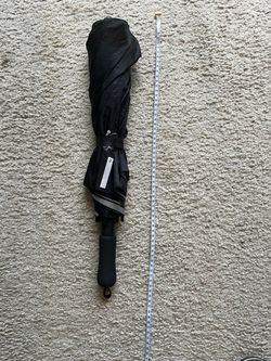 Heavy Duty Inverted Automatic Umbrella with Reflective Stripe - Black