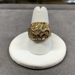 10K Yellow Gold Nugget Ring (Size 8.5) 4.4 Grams 