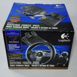 Logitech Driving Force Pro Steering Wheel Pedals w Power Cord PC PS2 PS3 Tested