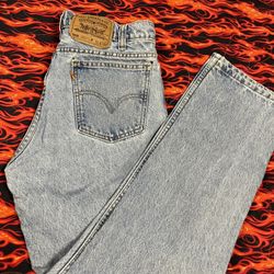 Vintage Levi's 505 Orange Tab 30x29 90's Retro Americana Blue Jeans Stone Wash