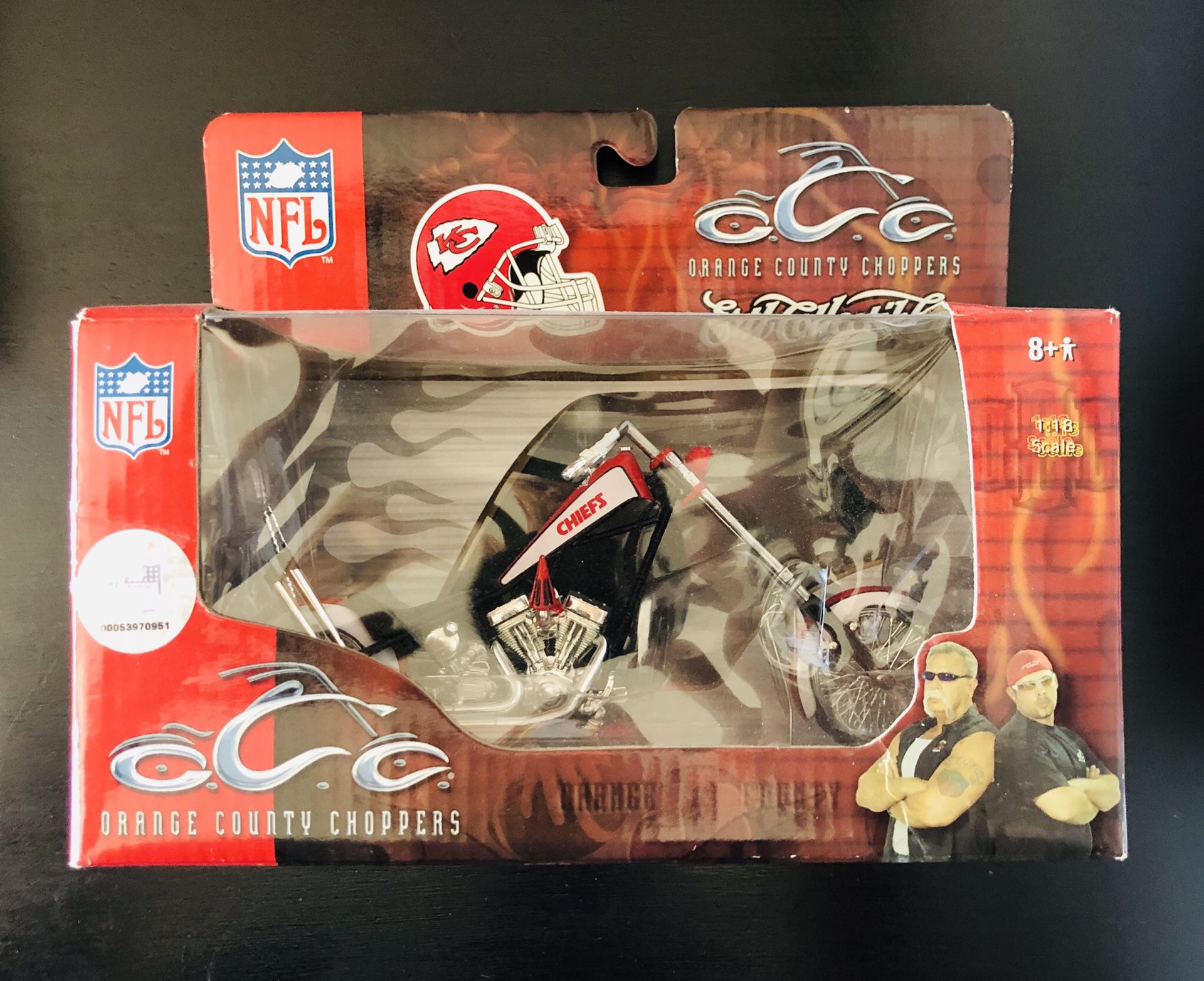 Kansas City Chiefs NFL Football Orange County Choppers 1:18 Scale Motorcycle Model Toy by Ertl Collectibles Display - BRAND NEW!!