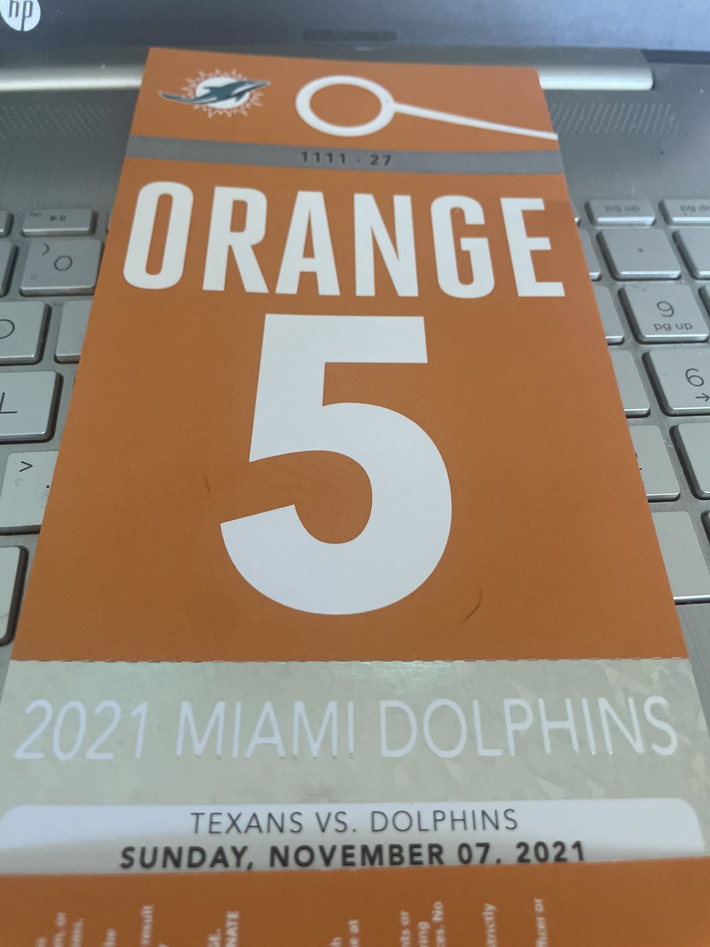 Miami Dolphins Orange parking Pass. Send Offers Will Meet In Person 