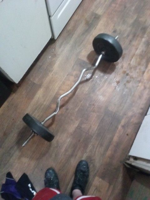 Curl Bar With 2 15 Pound Weights