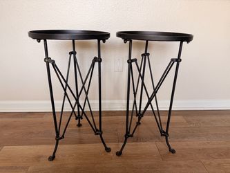 Pair of Black Iron Tray Top Side Tables
