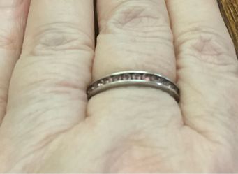 925 Sterling Silver Amethyst Channel Set Eternity Band Ring - Size 8