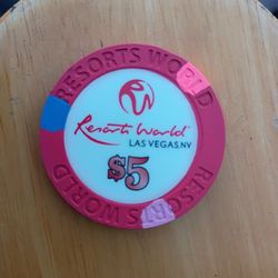 First Year Chip Uncirculated $5 Resorts World Casino Chip - Las Vegas, Nevada - June 24th 2021 -