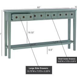  Long Console Table, Teal