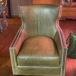 Green Leather Accent Chair