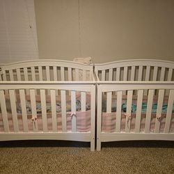 Baby Cribs w/ Mattress and side skirts - $80 a piece