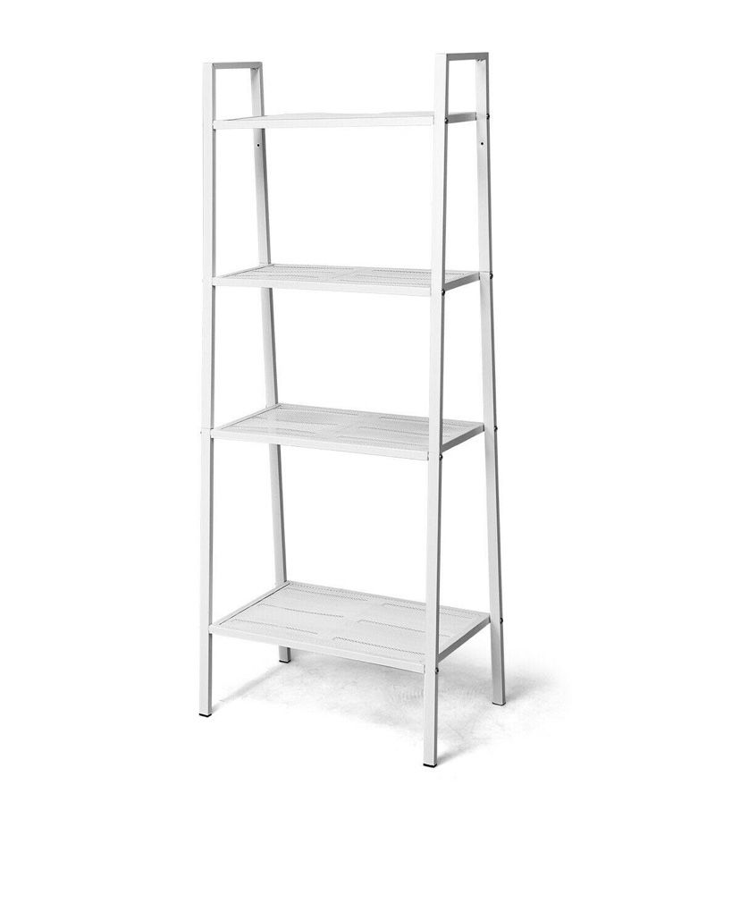 Costway 4-Tier Metal Ladder Shelf Storage Rack Bookshelf Metal Mesh Layers Display Stand