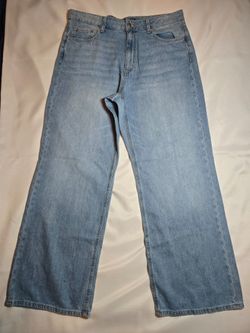 Aeropostale High Rise Wide Leg Jeans Light Wash Denim