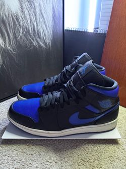 Air Jordan 1 Mid Black Royal Blue Sneakers Men’s Size 12