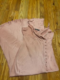 Zara Pink Satin Button-Front Slip Dress