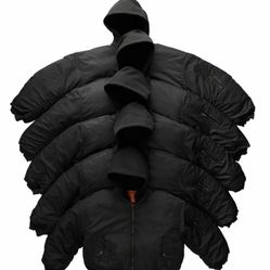 GV GALLERY RASPBERRY HILLS BLACK HOODED BOMBER JACKET XL (Broken Zipper, Easy Fix) 