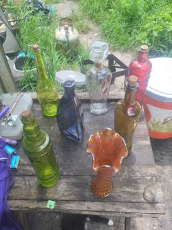 Assorted glass bottles