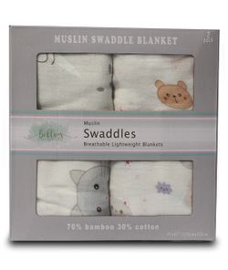 Muslin Swaddle Blankets | 2-Pack Organic Bamboo Muslin Cotton Swaddle Wrap | Receiving Blanket for Newborns | 70/30 Bamboo Cotton Blend | Baby Shower