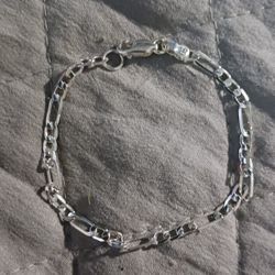 Mens Sterling Silver Figaro Bracelet