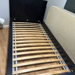 IKEA Resale Malm Dark Brown Twin Bed W Slats, Night Stand, Lowboy Dresser