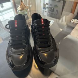 Prada Patent leather and technical fabric Prada America's Cup sneakers