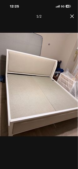 Luxury King Bed, FibreGuard Performance Fabric & Solid Wood Frame