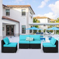 New 4 Pieces Outdoor Patio Wicker Furniture Set Sectional Armless Sofa Additional Furniture Set  New in box DS H1*2 -All cushions are made of fade-res