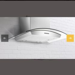30″ Arched Glass Ducted Wall MountStainless Steel Range Hood