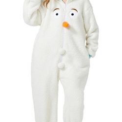 Olaf Frozen Unisex Snow Onesie Pajamas Halloween Costume,Warm Christmas Pajamas Set for Family Hooded Zipper