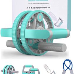 Ab Roller Wheel Set, 7-in-1 Assemble Multi-Function Fitness Resistance Exerciser with Push-Up Bars, Resistance Bands, Core Workout Equipment for Home 