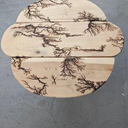 Fractal Burnt End Table With Drop Down Sides
